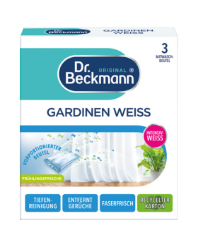 Dr. Beckmann Gardinen Weiss, 3 Mitwaschbeutel, 120g